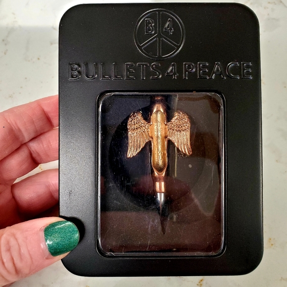 Bullets 4 Peace Jewelry - NIB 💙 Guardian Angel Wings rose gold plated stainless steal bullet necklace